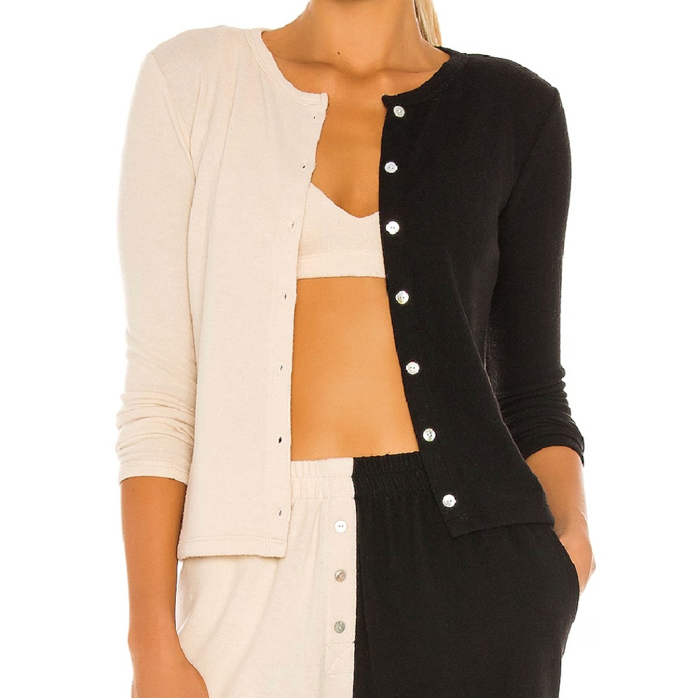 DONNI Duo Cardigan (Black and Crème) - Size Small